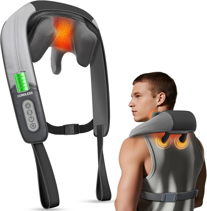 CuPiLo Neck Shoulder Massager with Heat - FSA Eligible, 4D Expert Deep Tissue Kneading Massager, Rechargeable Massage for Neck, Shoulder, Traps and Back Pain Relief - Image 1